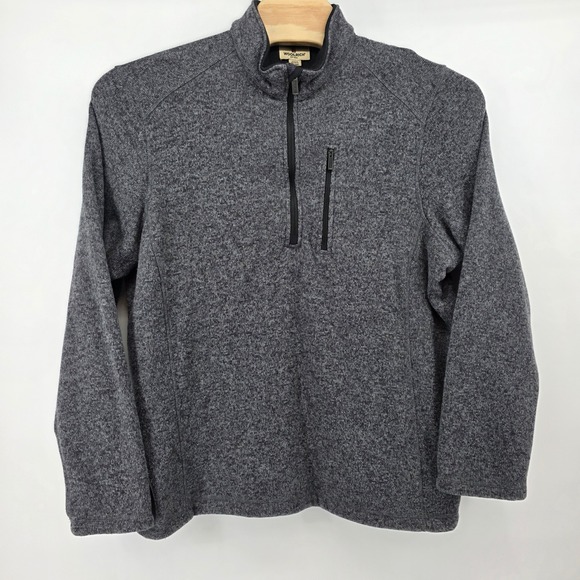 Woolrich Men's 2XL Gray Heathered Fleece 1/4 Zip Pullover Pocket Sweatshirt - Picture 2 of 8
